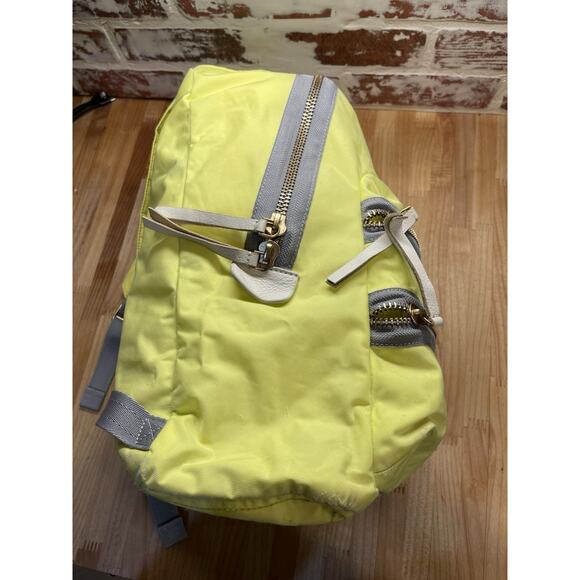 MARC JACOBS Backpack Yellow Leather Trim Gold Buckles Mother Bag Designer - Picture 4 of 16